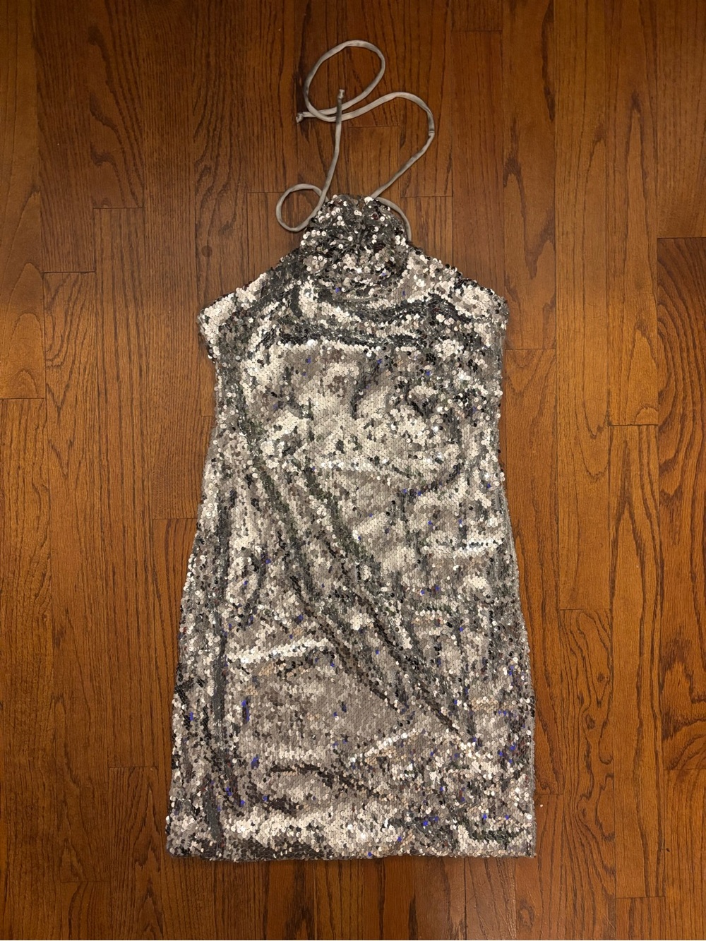 Silver Sequin Delfi Halter Mini Dress